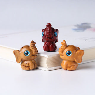Buddha Gift Sandalwood Small Leaf Red Sandalwood Green Sandalwood Lucky Mini Elephant Carved Protection Decoration