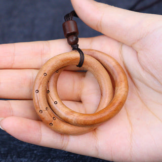 Buddha Gift Jujube Wood Taoist Yin Yang Ring Qiankun Circle Luck Ward Off Evil Spirits Necklace Pendant