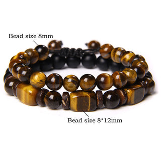 Buddha Gift Tiger Eye Frosted Stone Hematite Courage Bracelet