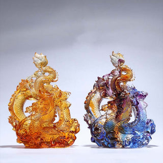 Buddha Gift Year of the Dragon Handmade Liuli Crystal Art Piece Protection Home Office Decoration With Base