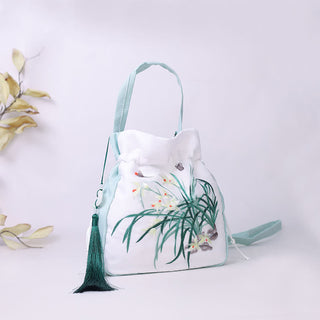 Buddha Gift Suzhou Embroidery Rabbit Lotus Epiphyllum Peony Magnolia Silk Tote Crossbody Bag Shoulder Bag Handbag