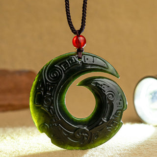Buddha Gift One's Luck Improves Design Patern Natural Hetian Cyan Jade Success Necklace Pendant
