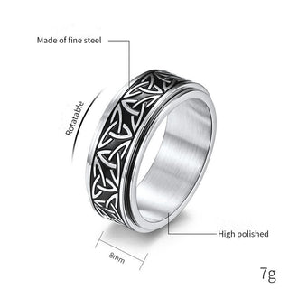 Buddha Gift  Triangle Knot Triquetra Titanium Steel Calm Rotatable Ring