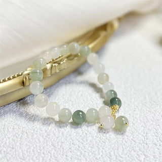 Buddha Gift Natural Gradient Jade Abundance Luck Bead Charm Bracelet