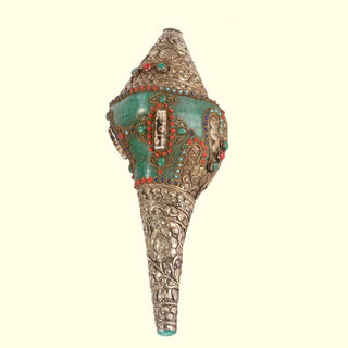 Buddha Gift Tibetan Handmade Engraved Shankha Double Dorje Buddha Conch Shell Wealth Positive Decoration