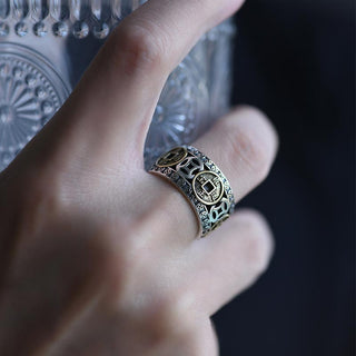 Buddha Gift Five-Emperor Coins Balance Adjustable Ring