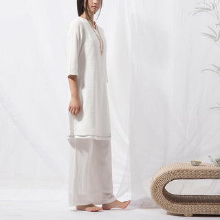 Buddha Gift 2Pcs Tai Chi Meditation Yoga Cotton Clothing Top Pants Women's Set