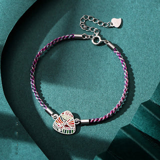 Buddha Gift 925 Sterling Silver Zongzi Pattern Luck Multicolored Handcrafted Bracelet