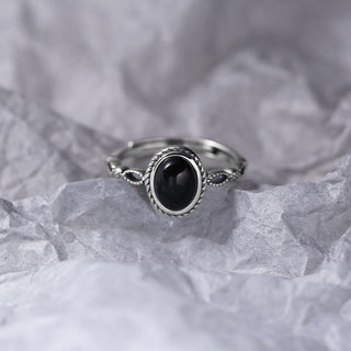 Buddha Gift 925 Sterling Silver Black Onyx Fortune Ring