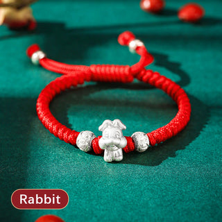Buddha Gift 999 Sterling Silver Chinese Zodiac Red Rope Luck Handcrafted Kids Bracelet