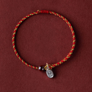 Buddha Gift Handcrafted Red Gold Rope Lotus Peace And Joy Charm Braid Bracelet