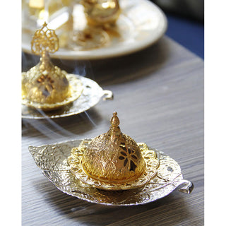 Buddha Gift Tibetan Gold Mini Leaf Coaster Meditation Incense Burner