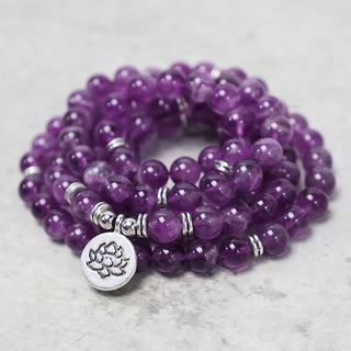 Buddha Gift Natural Amethyst Purification Mala Bracelet