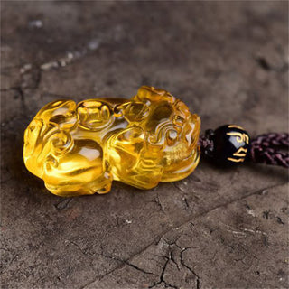 Buddha Gift FengShui Citrine PiXiu Wealth Necklace Pendant