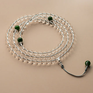 Buddha Gift 108 Beads White Crystal Jade Meditation Bracelet Mala