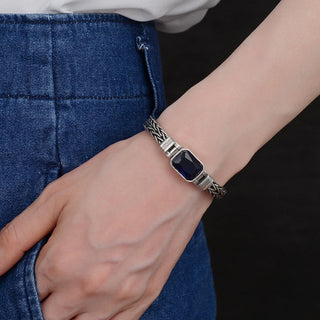 Buddha Gift Retro Blue Acrylic Dragon Keel Braided Design Healing Wealth Buckle Bracelet