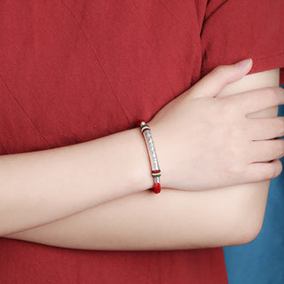 Buddha Gift 999 Sterling Silver Om Mani Padme Hum Protection Strength String Bracelet