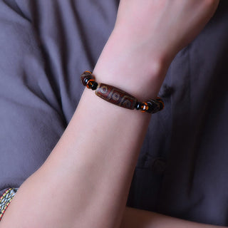 Buddha Gift Tibetan Retro Natural Nine-Eye Dzi Bead Blessings Bracelet