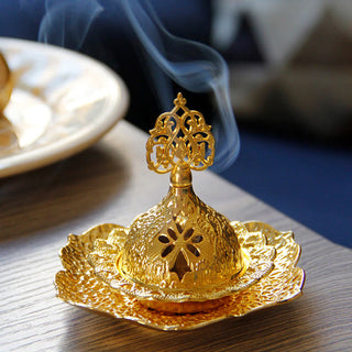 Buddha Gift Gold Leaf Coaster Spiritual Mini Alloy Metal Incense Burner