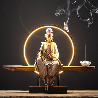 Buddha Gift Buddha Avalokitesvara Ceramic Lotus Relaxation Incense Burner Decoration