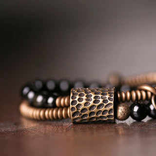 Buddha Gift Rainbow Obsidian Copper Inner Peace Healing Double Layer Bracelet