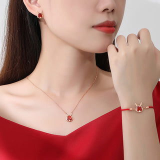❗❗❗A Flash Sale- Buddha Gift 925 Sterling Silver Year of the Dragon Natural Red Agate Dragon Attract Fortune Fu Character Strength Bracelet Necklace Pendant Earrings