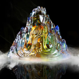 Buddha Gift Liuli Crystal Mountain Healing Meditation Incense Burner