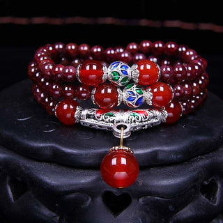 Buddha Gift Natural Garnet Red Agate Blessing Healing Bracelet Necklace Pendant