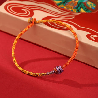 Buddha Gift Handcrafted Colorful Purple Gold Red Braid Rope Bracelet