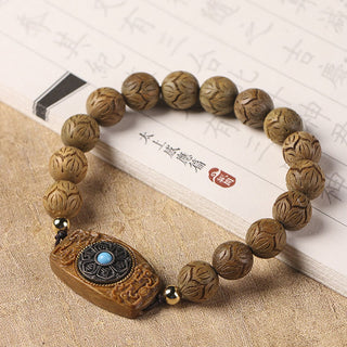Buddha Gift Green Sandalwood Ebony Wood Sandalwood Om Mani Padme Hum Soothing Bracelet