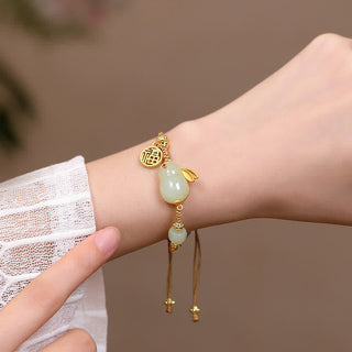 Buddha Gift Year of the Rabbit Hetian Jade Happiness Blessing Wealth String Bracelet