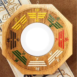 Buddha Gift Feng Shui Bagua Map Peach Wood Balance Energy Map Mirror