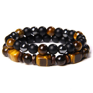 Buddha Gift Tiger Eye Frosted Stone Hematite Courage Bracelet