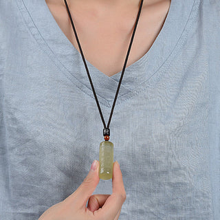 Buddha Gift Heart Sutra Citrine Happiness Strength Necklace Pendant