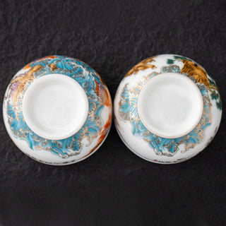 Buddha Gift Golden Eagle Auspicious Dragon Sun Ocean Waves Gilt Ceramic Teacup Kung Fu Tea Cup