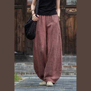 Buddha Gift Ramie Cotton Linen Pants Tie-dye Design Trousers Loose Zen Yoga Women's Pants with Pockets