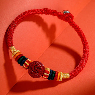 Buddha Gift Year of the Dragon 925 Sterling Silver Chinese Zodiac Cinnabar Auspicious Matches Blessing Bracelet
