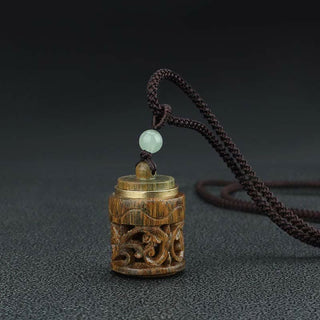 Buddha Gift Tibet Green Sandalwood Rosewood Om Mani Padme Hum Lotus Positive Soothing Necklace Pendant