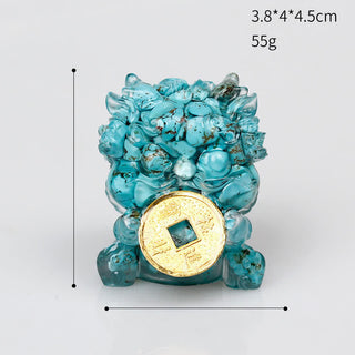 Buddha Gift Handmade Cute PiXiu Gold Coin Crystal Fengshui Energy Wealth Fortune Home Decoration