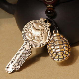 Buddha Gift PiXiu Wealth Copper Coin Yin Yang Bagua Handmade Key Chain