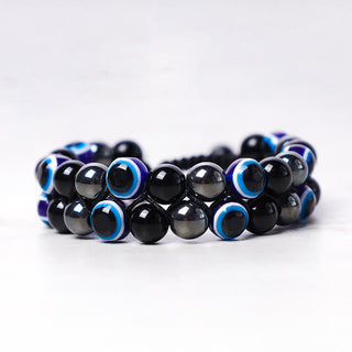 Buddha Gift Evil Eye Hematite Tiger Eye Protection Beaded Bracelet