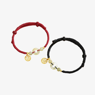 Buddha Gift 925 Sterling Silver Hetian Jade Peace Buckle Fu Character Charm Abundance Bracelet