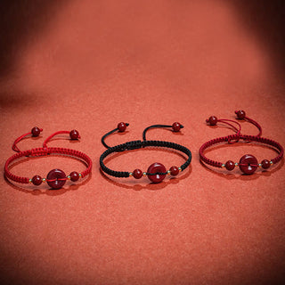 Buddha Gift Natural Cinnabar Peace Buckle Blessing String Bracelet