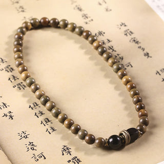 Buddha Gift Tibetan Green Sandalwood Crystal Soothing Peace Bracelet