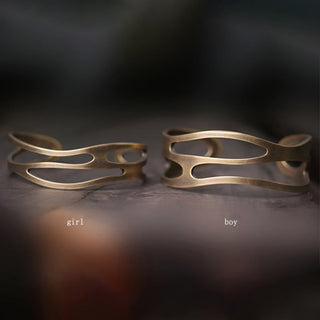 Buddha Gift Vintage Curved Copper Brass Wealth Adjustable Cuff Bracelet Bangle