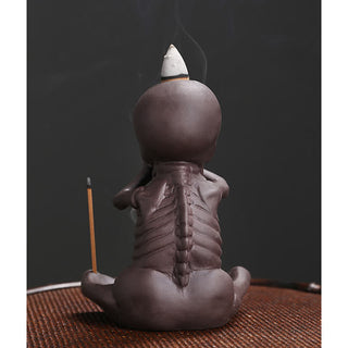 Buddha Gift Little Skull Ghost Purple Clay Backflow Smoke Fountain Peace Incense Burner Decoration