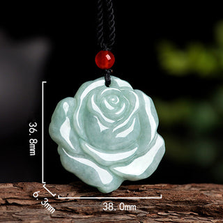 Buddha Gift Lotus Pattern Jade Abundance Prosperity Necklace String Pendant