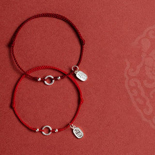 Buddha Gift 925 Sterling Silver Lucky Fortune Peace Joy Lotus Peace Buckle Red String Bracelet