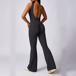 Buddha Gift Women Casual Sleeveless Jumpsuit Flare Pants Sports Fitness Yoga Bodysuit