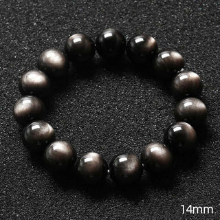 Buddha Gift Natural Silver Sheen Obsidian Soothing Protection Bracelet